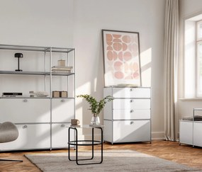 Komoda Kovová komoda »CN3« so zásuvkami a výklopným priečinkom, biela