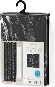 Dekorstudio Hotový záves LANI na dekoračných krúžkoch 140x250 cm - čierny so striebornou potlačou