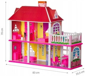 EcoToys Veľký domček pre bábiky 70 x 83 cm, rezidencie a nábytok, HC33424