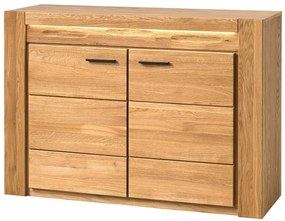 Komoda Velvet II 44 125 cm z masivu s LED osvětlením dub přírodní