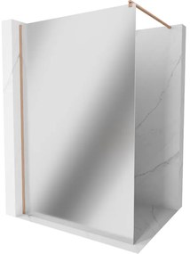 Mexen Kioto, sprchová zástena Walk-In 110 x 200 cm, 8mm sklo vzor zrkadlo, medený matný profil, 800-110-101-65-50