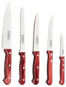 Set kuchynských nožov Tramontina Polywood 6ks - červený