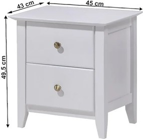 KONDELA Java 3 nočný stolík biela