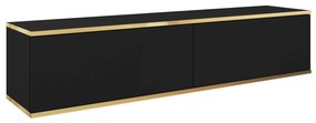 Závesný televízny stolík Oro 135 cm čierny/zlatý