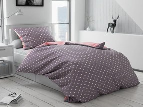 Bavlnené obojstranné obliečky SRDCE A BODKY ružové