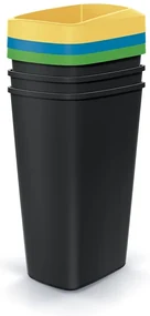 Set košov na triedený odpad, hranaté, 3 x 45 l, farebná