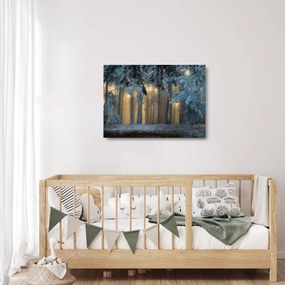 Sklenený obraz zasneženého lesa (70x50 cm)
