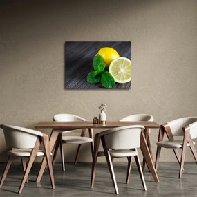 Obraz citrónov a mäty na stole (70x50 cm)
