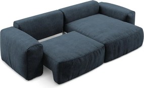 Tmavomodrá ženilková rozkladacia rohová pohovka (pravý roh/s leňoškou) Kuki – Makamii