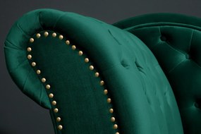 Leňoška CHESTERFIELD, zamatovo smaragdovo zelená