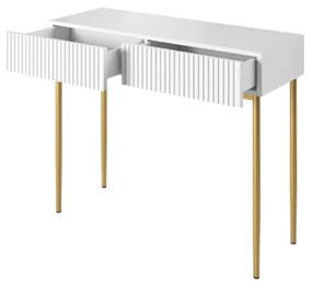 Moderný písací stôl Nicole - biely mat / zlaté nožičky
