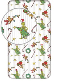 Jerry Fabrics Bavlnené napínacie prestieradlo 90x200 + 25 cm - Grinch "Grinchmas"
