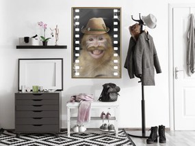 Artgeist Plagát - Monkey In Hat [Poster] Veľkosť: 20x30, Verzia: Čierny rám s passe-partout