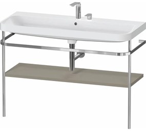 DURAVIT Happy D.2 Plus c-shaped kovový stojací podstavec s nábytkovým umývadlom s dvomi otvormi, 1 polička, 1175 x 490 x 850 mm, chróm/kameňovo šedá matná lakovaná, HP4839E92920000