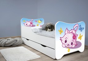 TOP BEDS Detská posteľ Happy Kitty 140x70 Little Kitty so zásuvkou