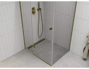 Mexen Roma, sprchovací kút 80 (dvere) x 70 (stena) cm, 6mm číre sklo, zlatý profil, 854-080-070-50-00