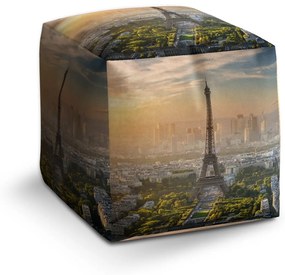 Sablio Taburet Cube Paríž Eiffelova veža Skyline: 40x40x40 cm