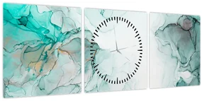 Obraz - Atramentová abstrakcia 2 (s hodinami) (90x30 cm)