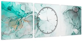 Obraz - Atramentová abstrakcia 2 (s hodinami) (90x30 cm)