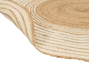Okrúhly jutový koberec ⌀ 140 cm béžová a biela MELEKLI Beliani