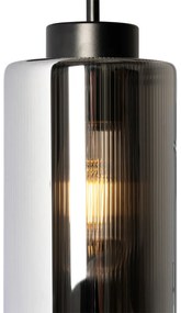 Art Deco nástenná lampa čierna s dymovým sklom - Laura