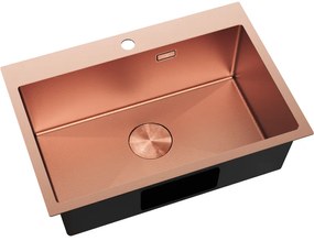 Mexen Solix, 1-komorový nerezový drez 650 x 450 mm, brúsená meď, vzor voština, 6403651000-65HC