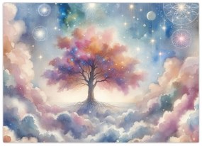 Sklenený obraz – Strom života v oblakoch (70x50 cm)