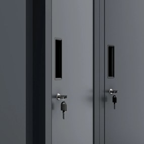 Kovová šatňová štvormodulová skriňa na sokli s policou KACPER II, 600 x 1800 x 500 mm, antracitová