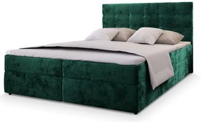 Čalúnená posteľ boxspring GLORIEN VELVET 160x200 cm tmavozelená Matrac: Bonell pružinová matrac