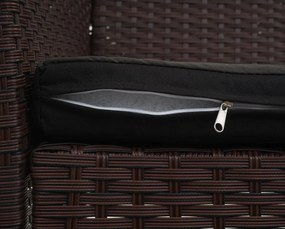 Polyratanová záhradná lavica Halden - melírovaná hnedá, čierny vankúš