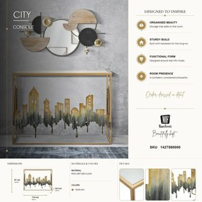 Konzolový stolík City 110 cm zlatý/viacfarebný