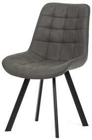 Židle jídelní HC-V3066 GREY3, šedá látka v dekoru broušené kůže, nohy černý kov