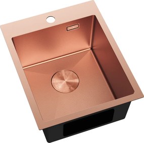 Mexen Solix, 1-komorový nerezový drez 400 x 500 mm, brúsená meď, vzor voština, 6406401000-65HC