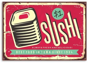 Obraz na plátně Značky Retro plakát Sushi - 100x70 cm