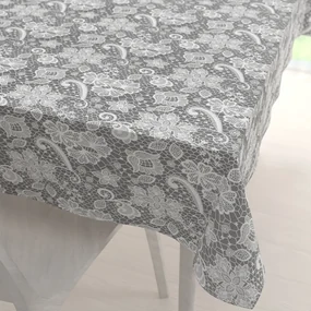Biante Bavlnený obdĺžnikový obrus Sandra SA-550 Biela krajka na sivom 120x140 cm