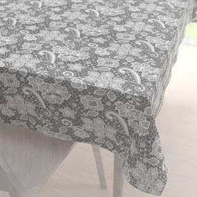 Biante Bavlnený obdĺžnikový obrus Sandra SA-550 Biela krajka na sivom 140x200 cm