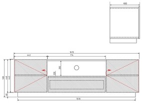 TV stolík Asha 167 cm s otvorenou policou - biely mat
