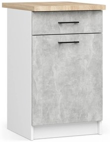Kuchyňská skříňka Olivie S 50 cm 1D 1S bílá/beton/dub sonoma