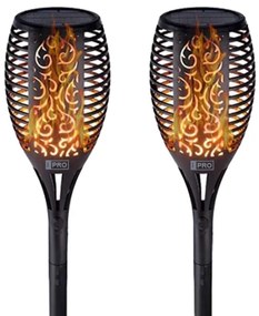 Bezdoteku LEDSolar 96 solárne vonkajšie horiacu fakľu pochodeň 2 ks, 96 LED, bezdrôtové, IPRO, 1W, teplá            farba