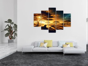 Obraz - Oddychujúce levy (150x105 cm)