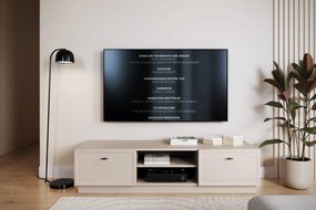 TV stolík Lorini 150 cm na sokli – kašmírová / čierne úchytky T