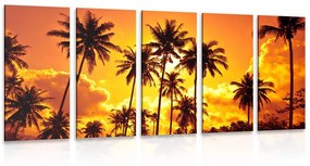 5-dielny obraz kokosové palmy na pláži