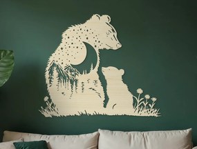 drevko Drevená dekorácia na stenu Medvedica s malým Rozmer obrazu: 44,5 x 52,5 cm, Farba dekorácie: Čierna