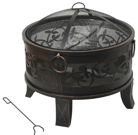 Compass Prenosné ohnisko na drevo s roštom čierna/patina CP0010