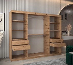Skriňa s posuvnými dverami v šírke 250 cm TIMEA - dub artisan