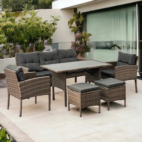 Veľká ratanová súprava v štýlovej hnedej farbe