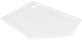 Mexen Flow Slim, ľavostranná päťuholníková sprchová vanička 90 x 80 cm, biela lesklá, 46P108090L