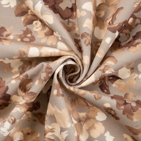 Biante Zamatový oválny obrus Tamara TMR-042 Hnedé kvety na sivobéžovom 130x200 cm