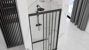 Posuvné sprchové dvere REA ALEX 100 cm pre inštaláciu do niky, čierne/transparent - bez vaničky