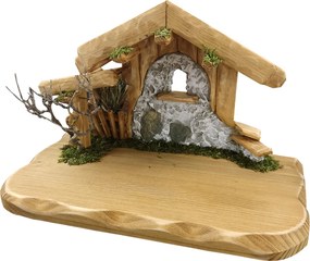AMADEA Drevený betlehem BEZ FIGURÍK 28 cm, český výrobok
